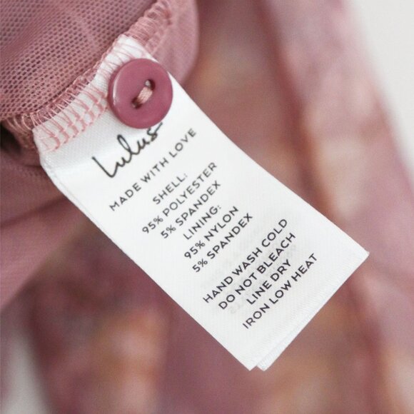NEW Lulu's Sophisticated Blossom Mauve Pink Floral Mesh Smocked Mock Neck Top XL - Picture 8 of 15